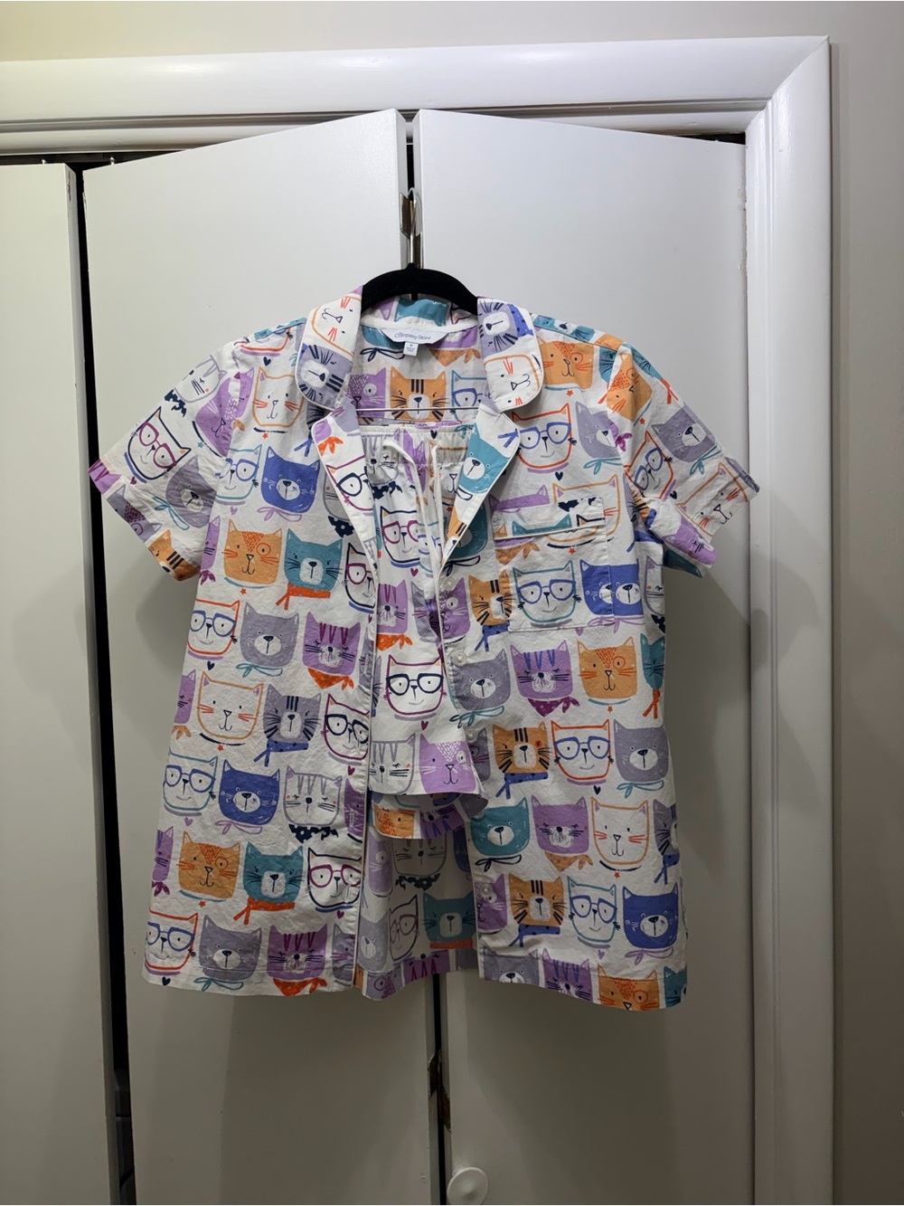 The Company Store Multicolor Cat Print Short Sleeve Pajama Set
